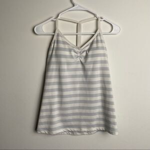 Nike Racerback T back Tank Top with Built in Bra size Medium White Grey Stripe